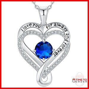 Sterling Silver Infinity Heart Birthstone Necklace with 12 Gemstones